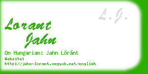 lorant jahn business card